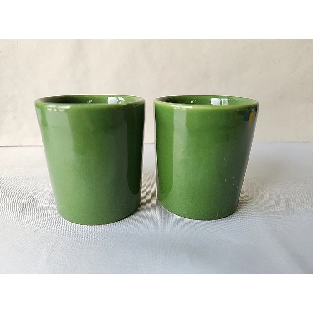 Lot 2 Vintage‎ Greek Handmade Shot Glasses Parthenon of Athens Green w/24K Gold
